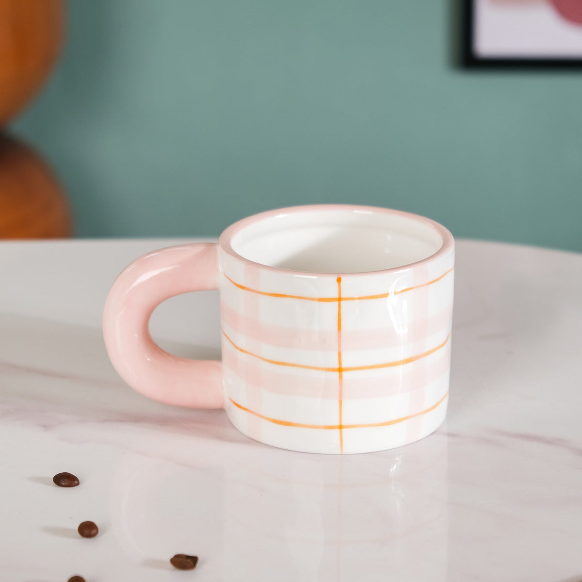 Artsy Ceramic Cup For Coffee Pink Set of 2 330ml Nestasia