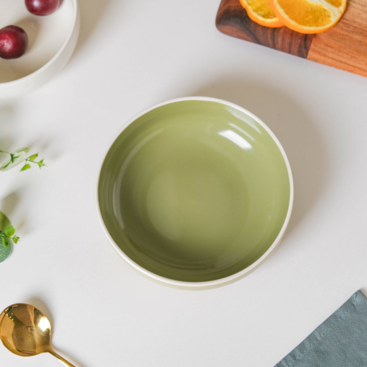 Jaen Olive Green Snack Bowl 7 Inch Nestasia