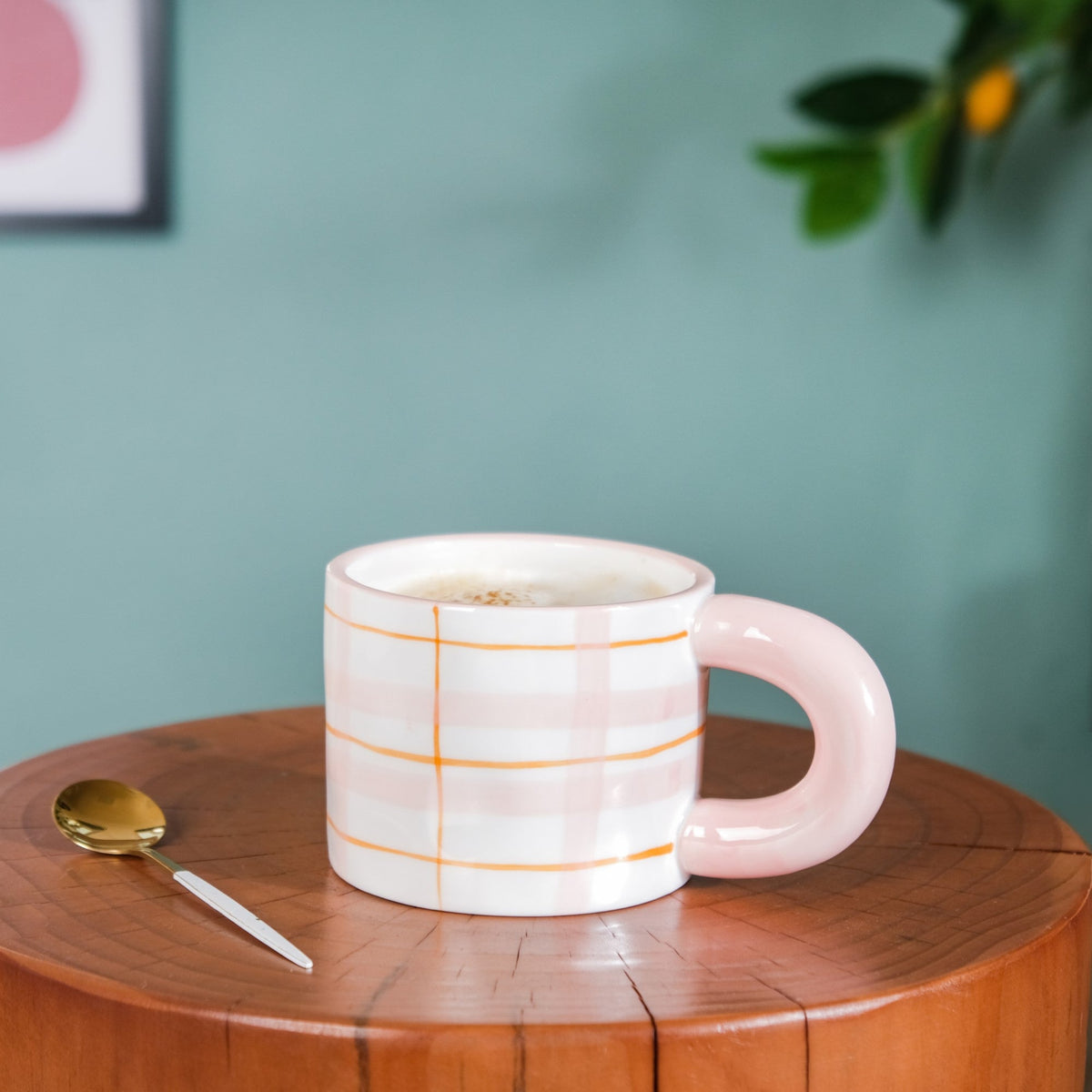 Artsy Ceramic Cup For Coffee Pink Set of 2 330ml Nestasia