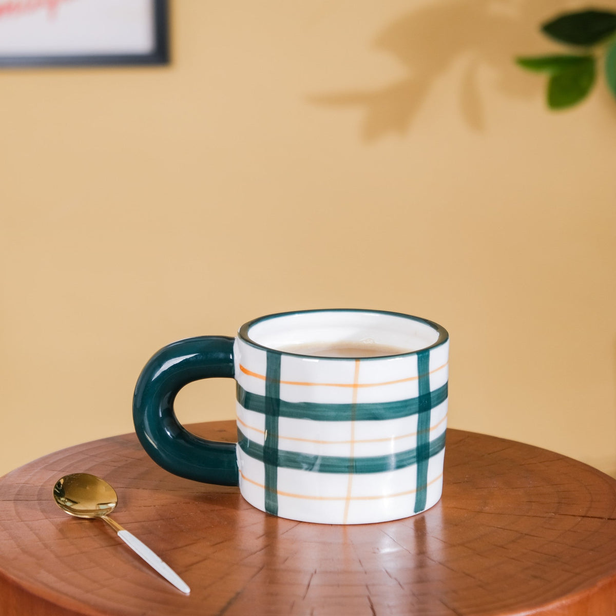 Artsy Ceramic Cup For Coffee Green Set of 2 330ml Nestasia