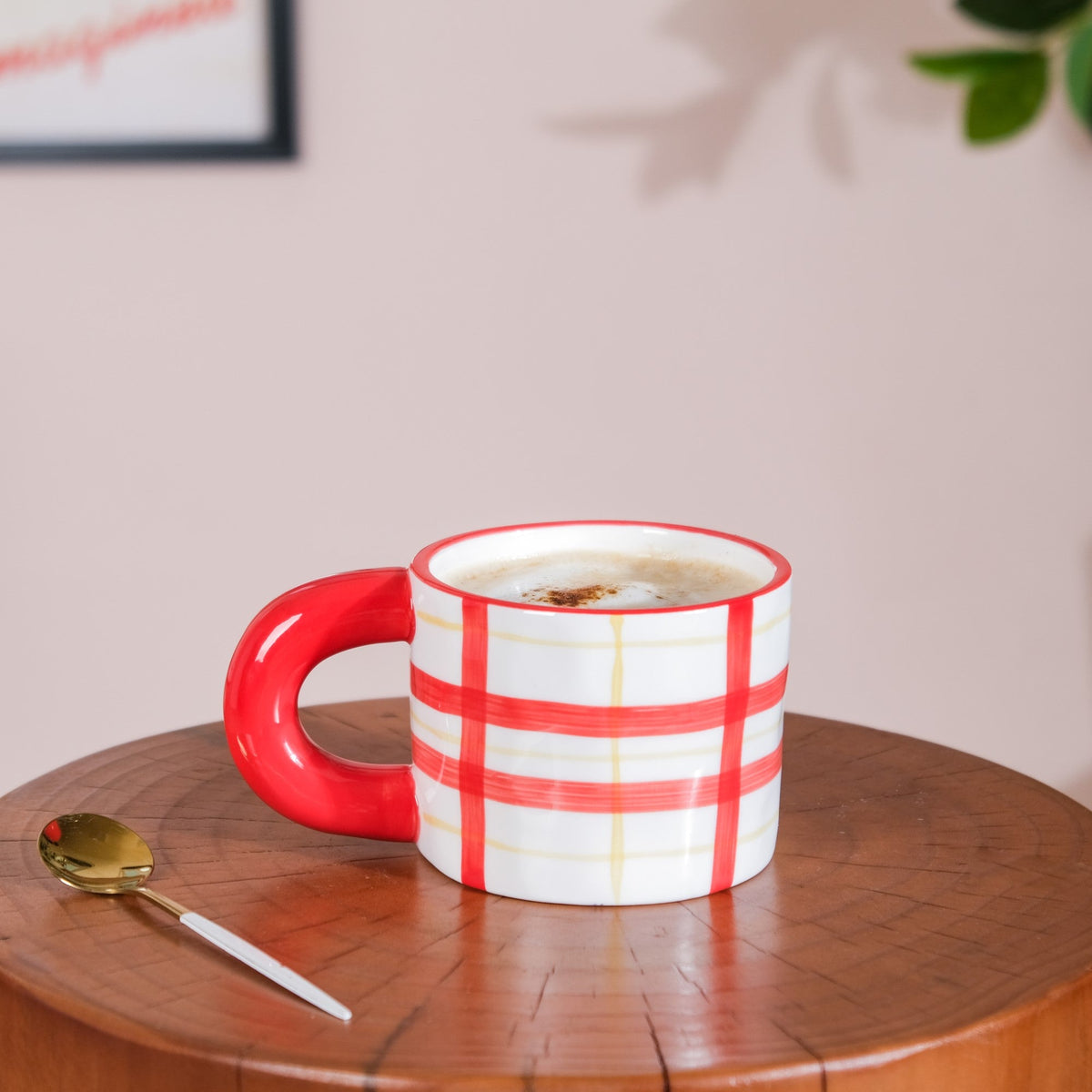 Artsy Ceramic Cup For Coffee Red Set of 2 330ml Nestasia