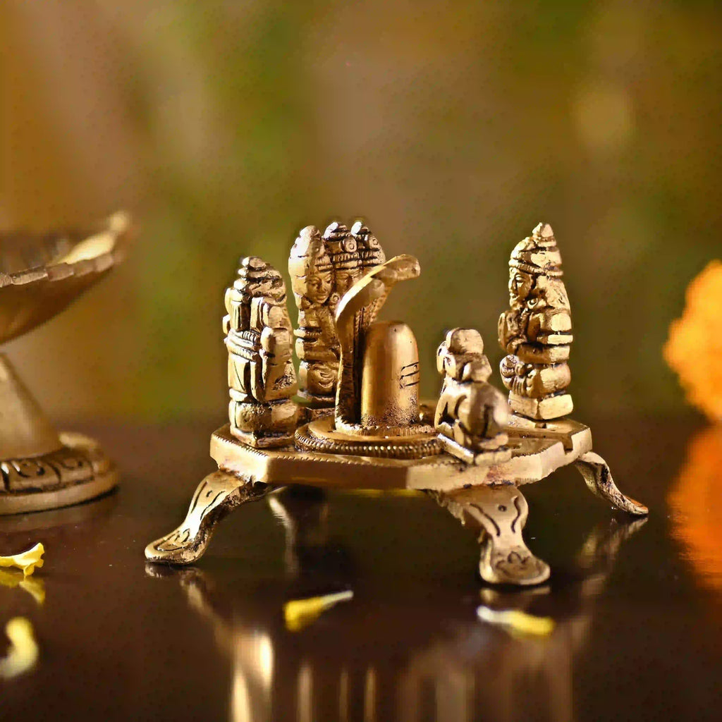 Brass Shivling with Family – Handcrafted Divine Temple Decor (2.5 Inch) Vedansh Craft