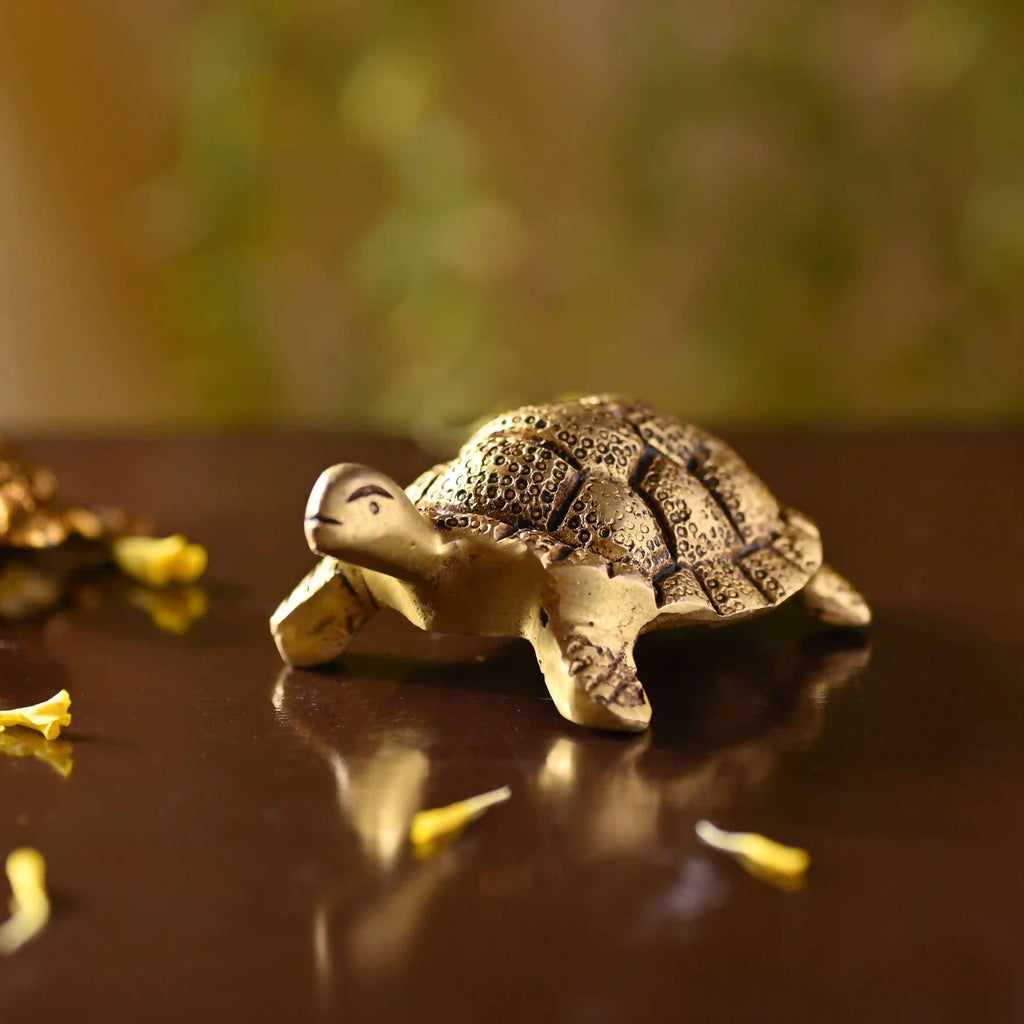 Brass Tortoise Figuruine Vastu/Feng Shui (1.5 Inch) Vedansh Craft