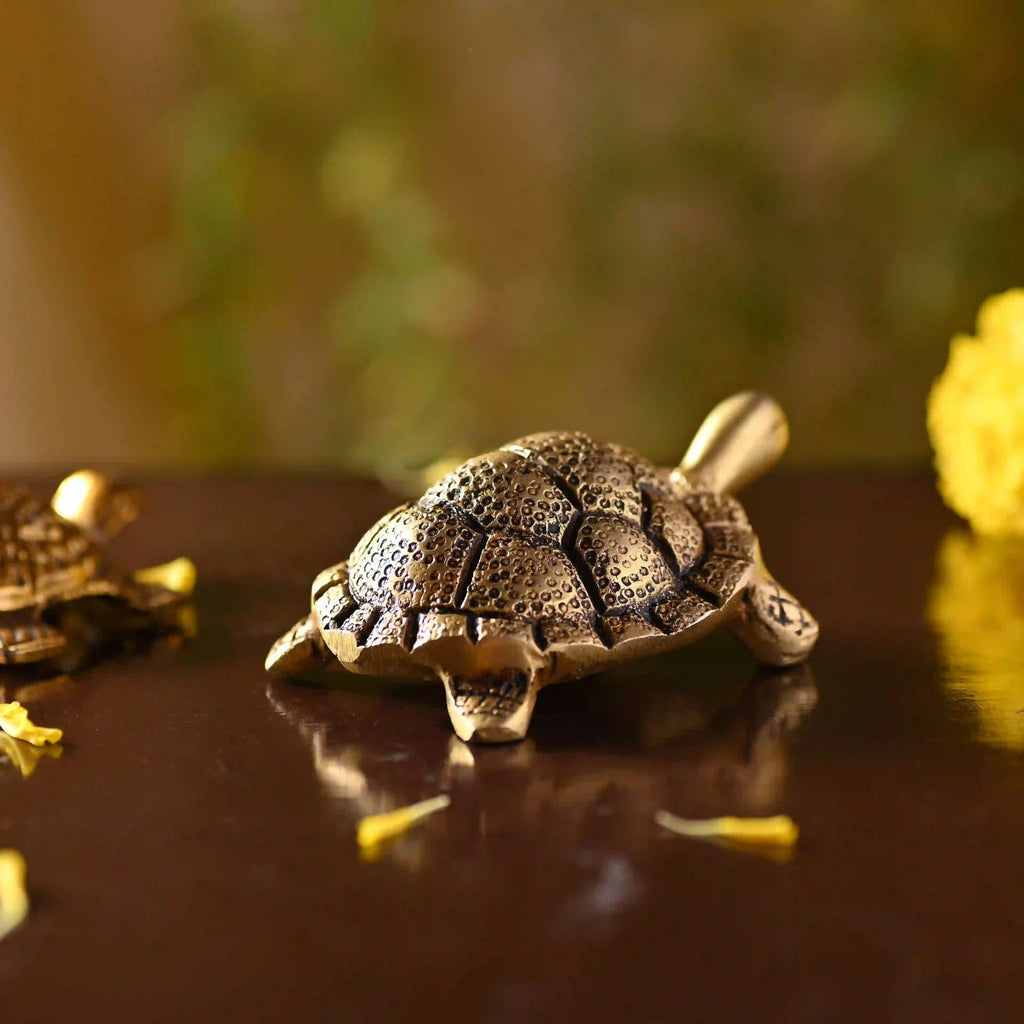 Brass Tortoise Figuruine Vastu/Feng Shui (1.5 Inch) Vedansh Craft