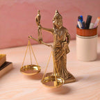 Brass Lady Justice Standing Statue (8.5 Inch) Vedansh Craft