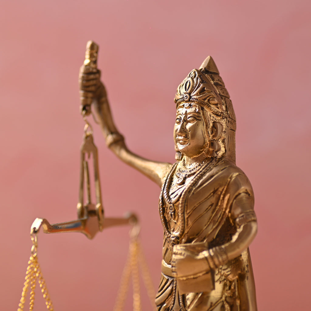 Brass Lady Justice Standing Statue (8.5 Inch) Vedansh Craft