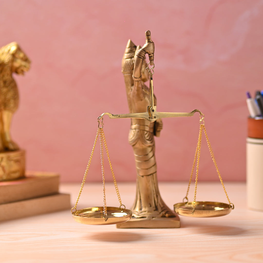 Brass Lady Justice Standing Statue (8.5 Inch) Vedansh Craft