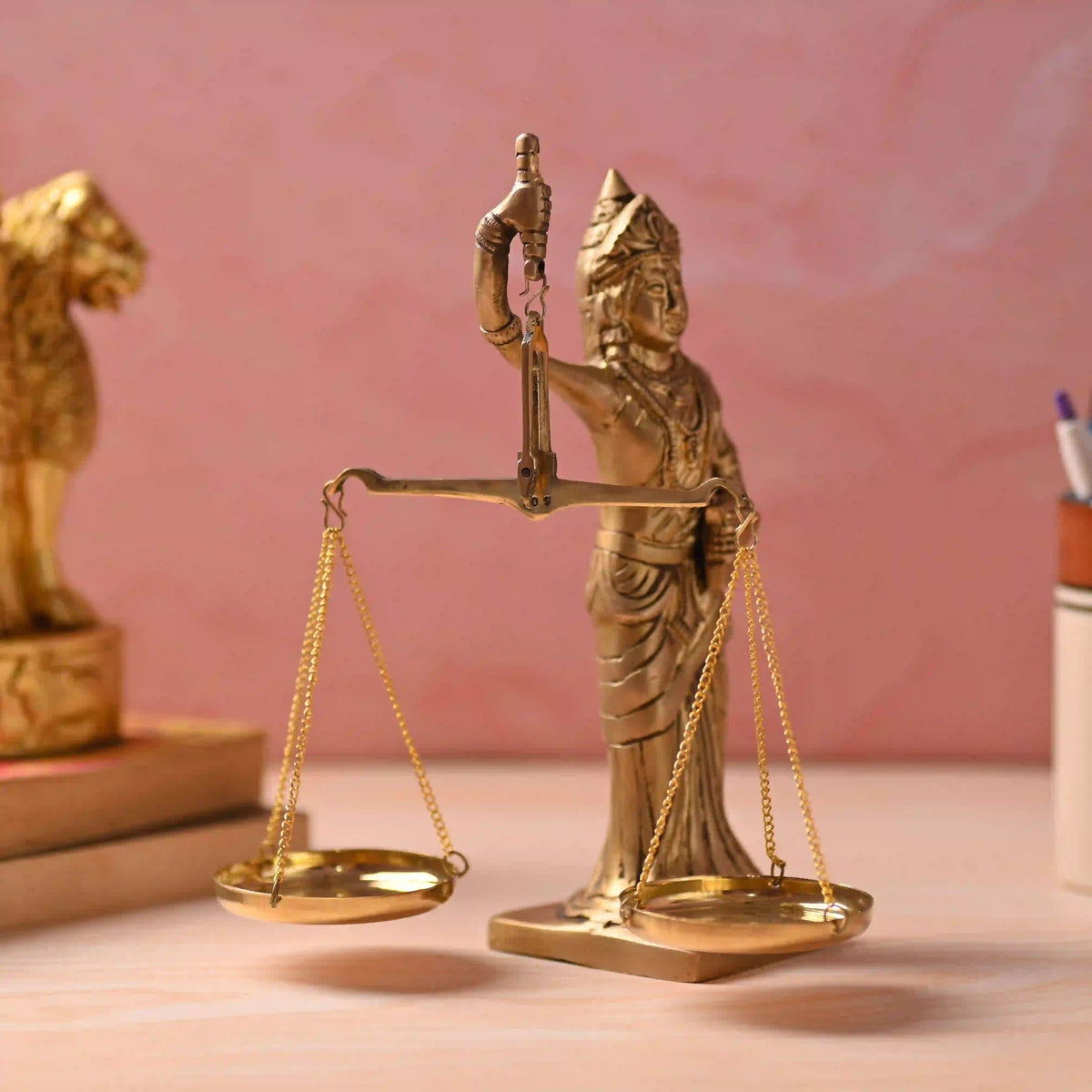 Brass Lady Justice Standing Statue (8.5 Inch) Vedansh Craft