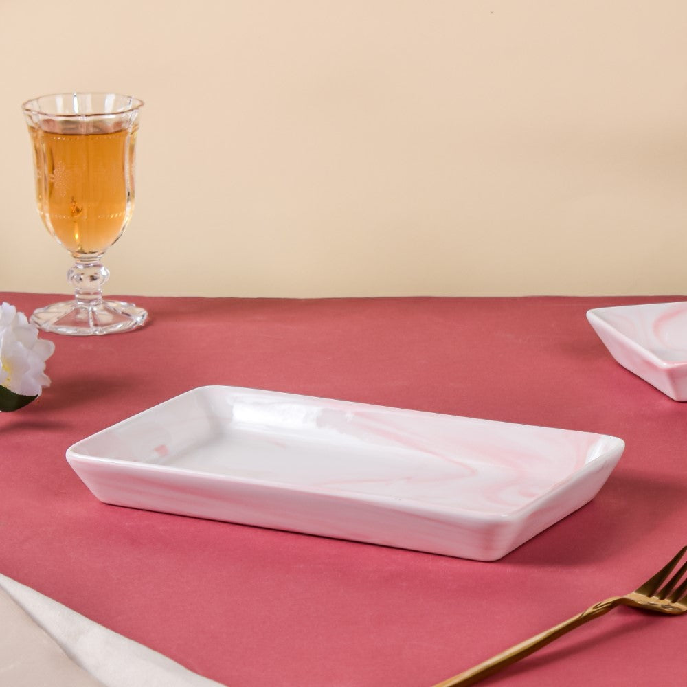 Marble Serving Platter Pink Large 8 Inch Nestasia
