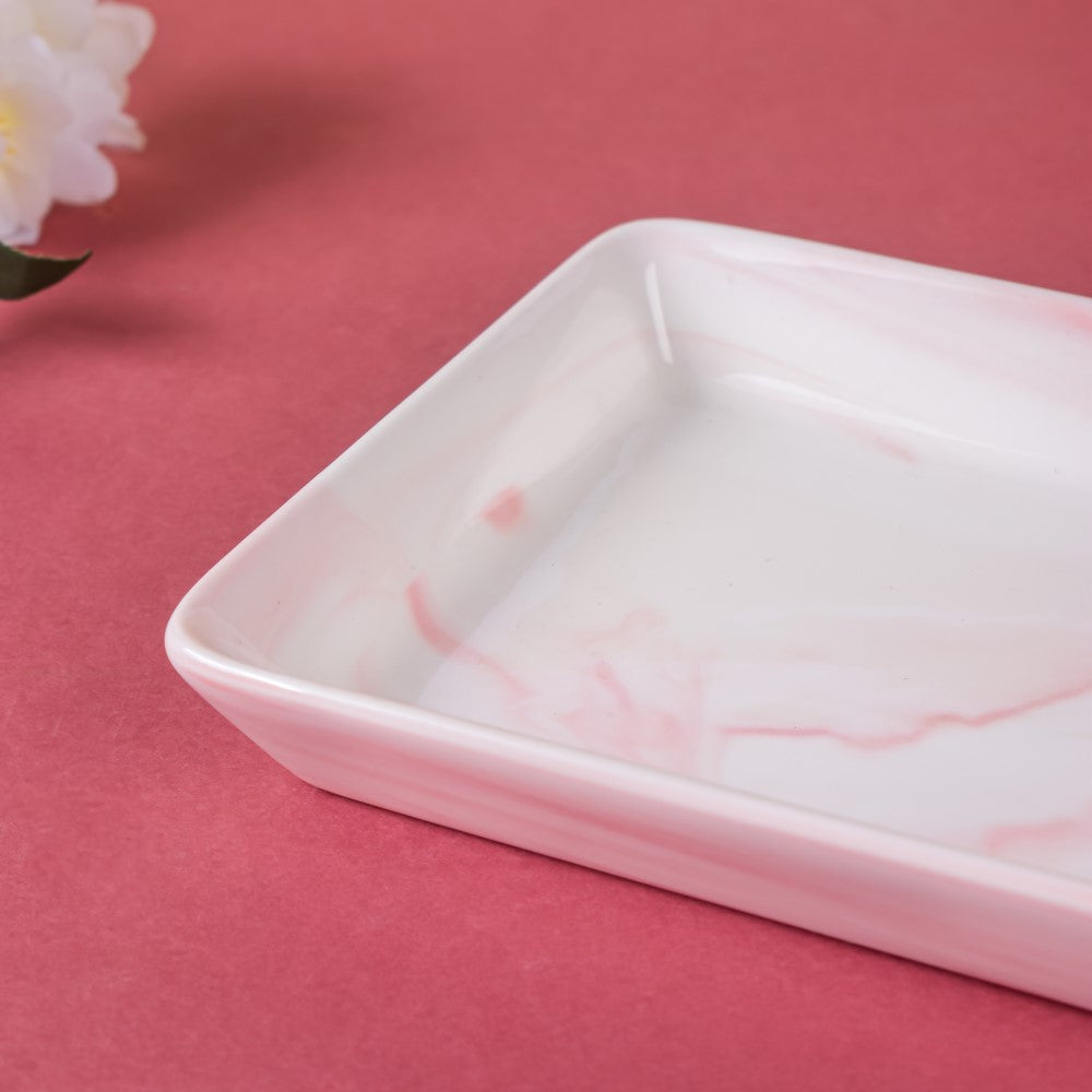 Marble Serving Platter Pink Large 8 Inch Nestasia
