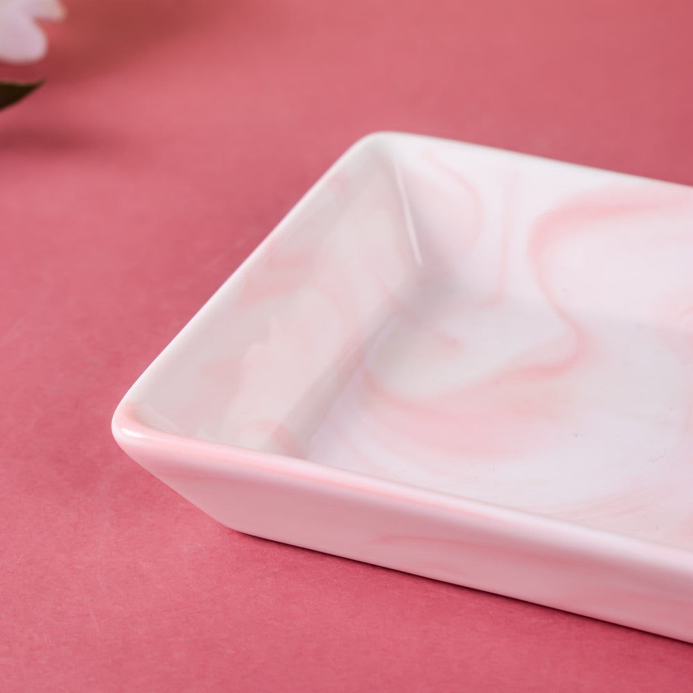 Marble Serving Platter Pink Small 5 inch Nestasia