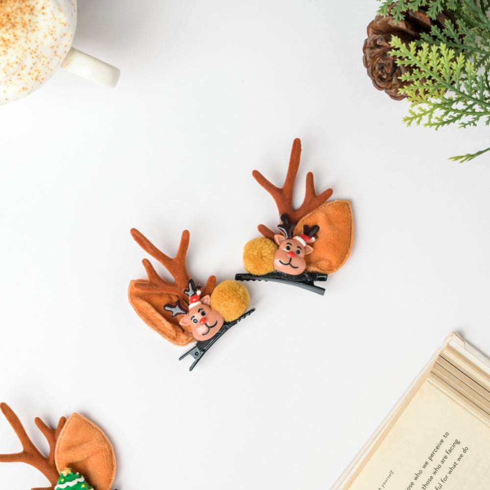 Christmas Reindeer Hairclip Set of 2 Nestasia
