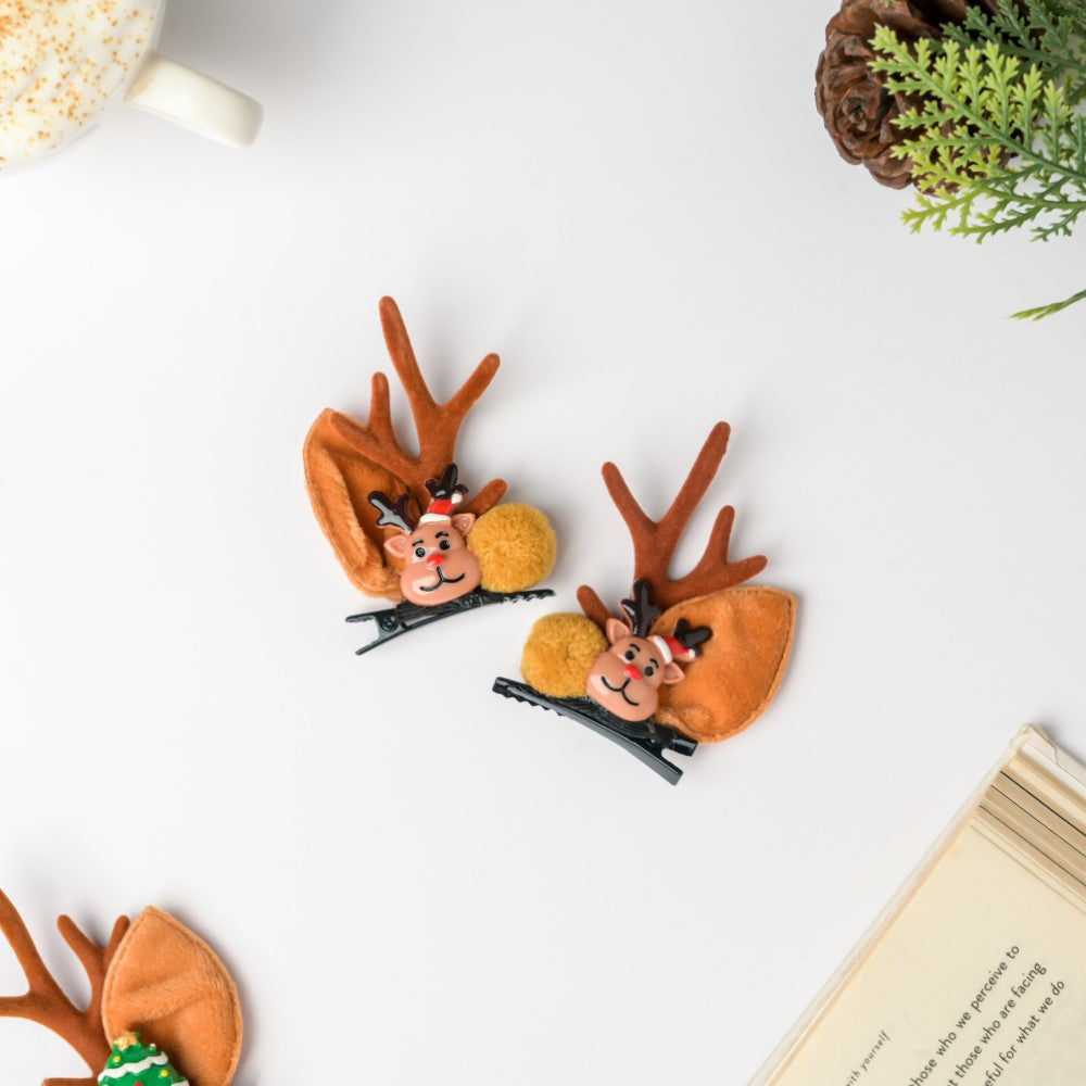 Christmas Reindeer Hairclip Set of 2 Nestasia