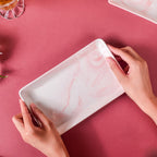 Marble Serving Platter Pink Large 8 Inch Nestasia