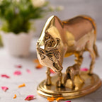 Brass Kamdhenu Cow With Calf Idol (6.5 Inch) Vedansh Craft