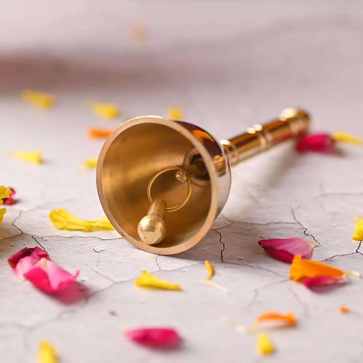 Brass Traditional Pooja Handbell – Authentic Indian Brassware Vedansh Craft