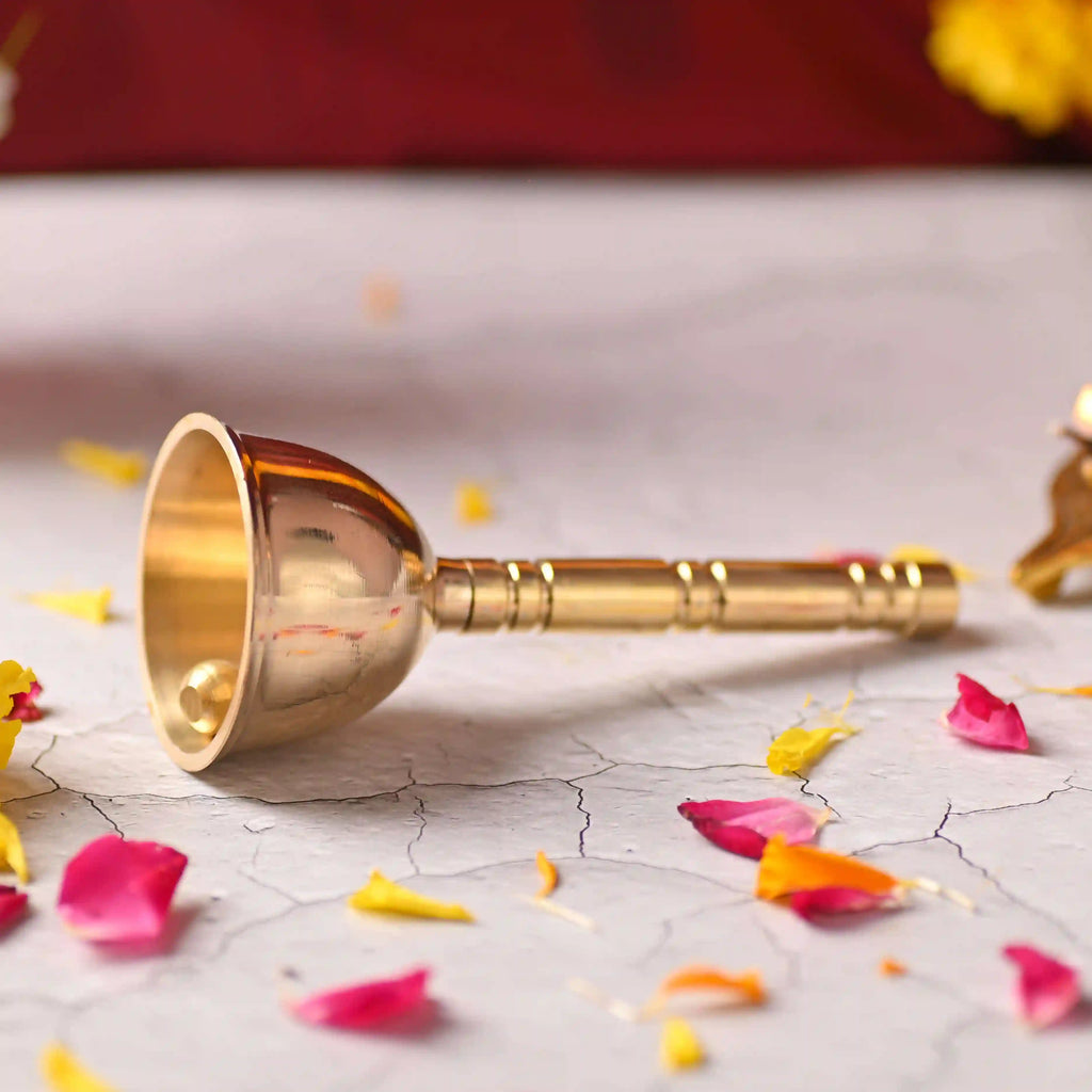 Brass Traditional Pooja Handbell – Authentic Indian Brassware Vedansh Craft