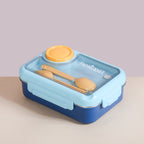 Bento Lunch Box With 3 Compartments Blue 750ml Nestasia