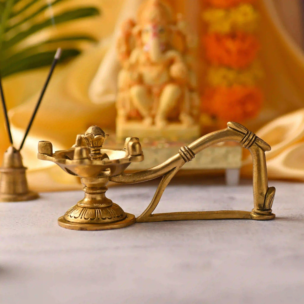 Brass Agardan / Incense Holder with Handle (2.8 Inch) Vedansh Craft