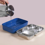 Bento Lunch Box With 3 Compartments Blue 750ml Nestasia
