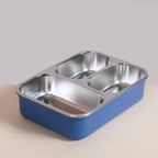 Bento Lunch Box With 3 Compartments Blue 750ml Nestasia