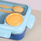 Bento Lunch Box With 3 Compartments Blue 750ml Nestasia