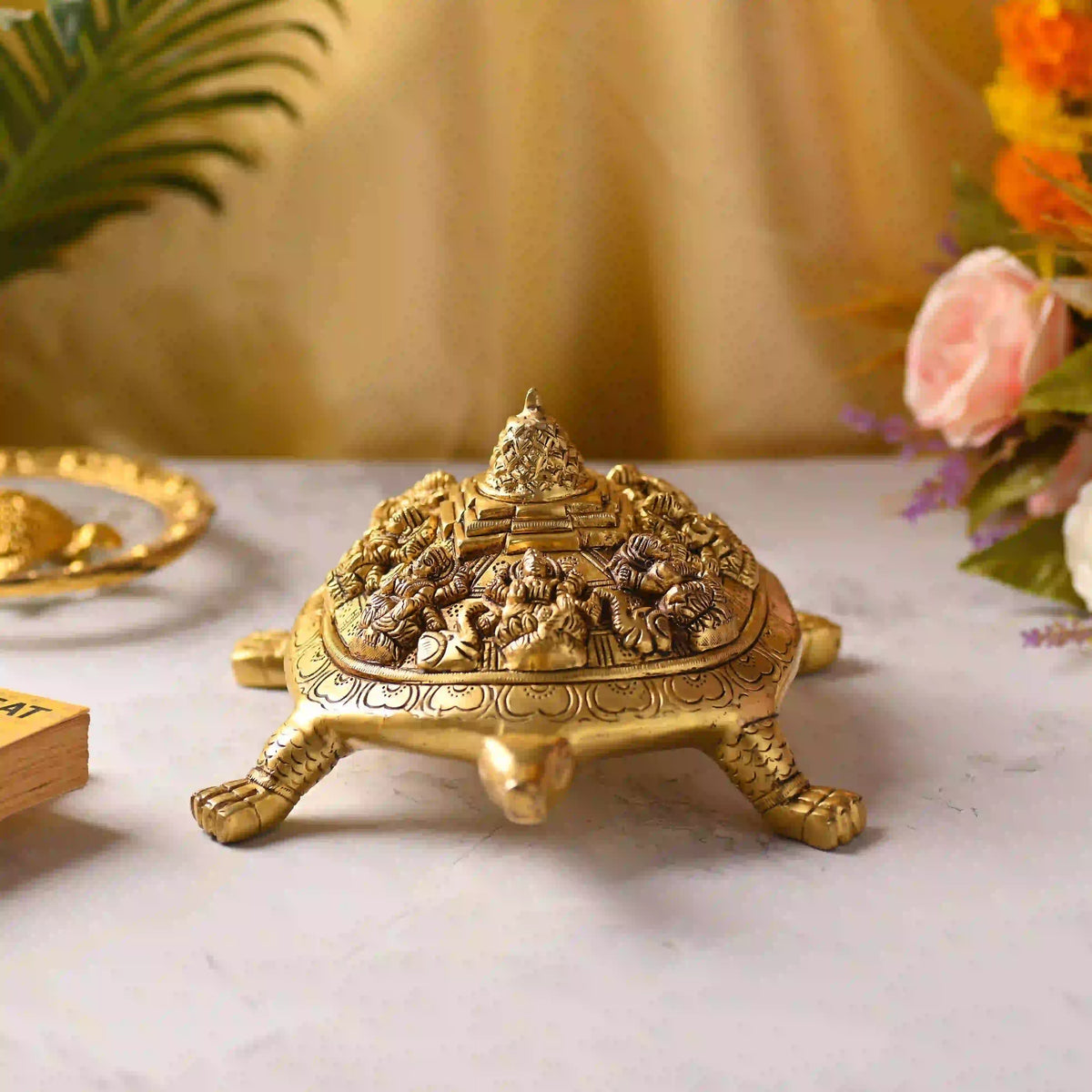 Brass Handcrafted Ashtalakshmi Shree Yantra Tortoise (4.5 Inch) Vedansh Craft