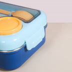 Bento Lunch Box With 3 Compartments Blue 750ml Nestasia