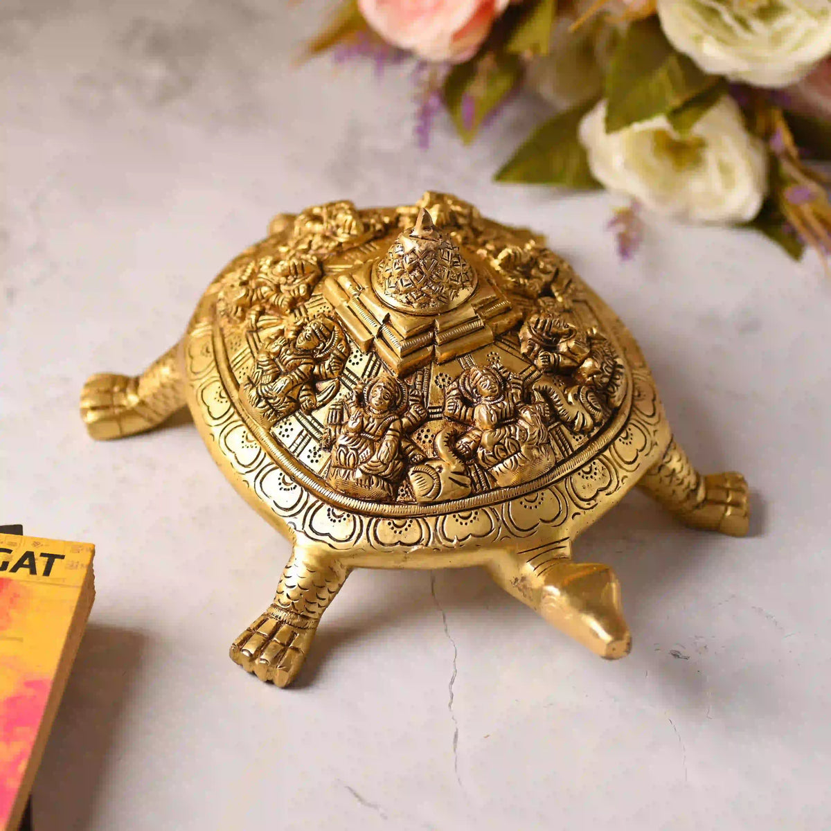 Brass Handcrafted Ashtalakshmi Shree Yantra Tortoise (4.5 Inch) Vedansh Craft