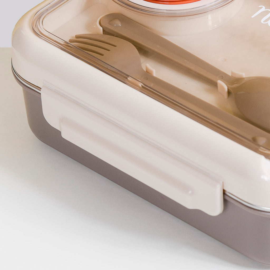Tiffin Box For Office With 3 Compartments Brown 750ml Nestasia