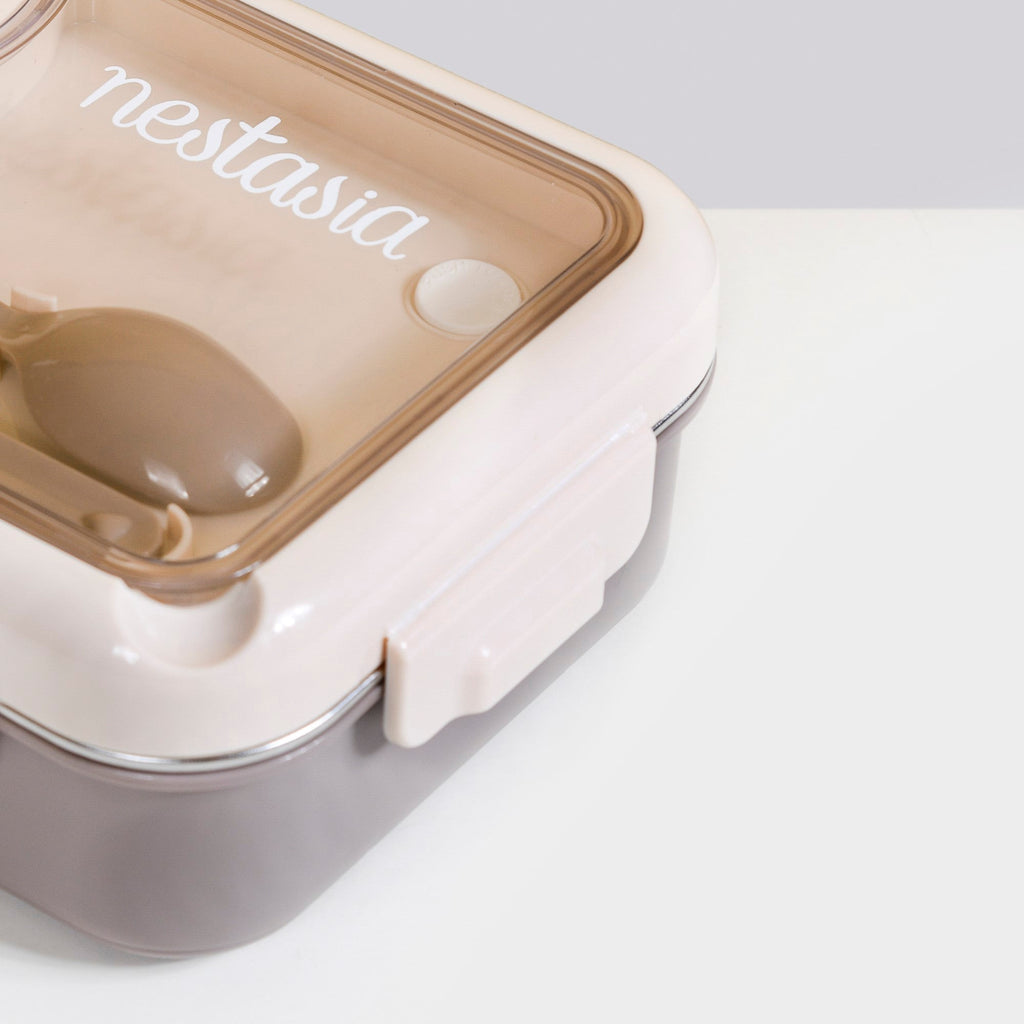 Tiffin Box For Office With 3 Compartments Brown 750ml Nestasia