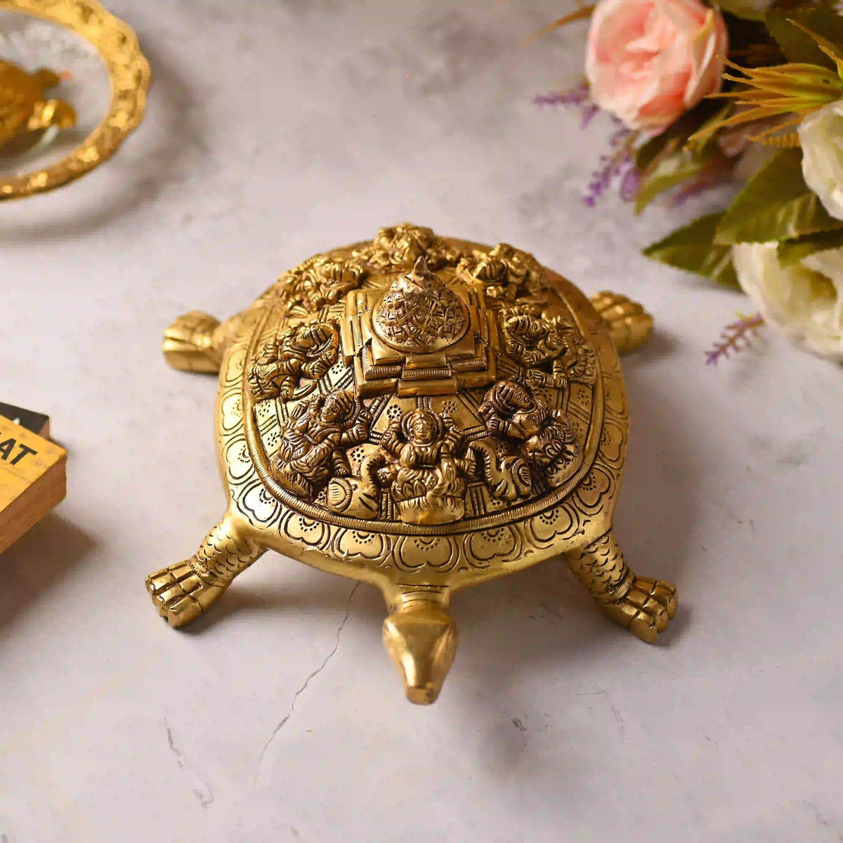 Brass Handcrafted Ashtalakshmi Shree Yantra Tortoise (4.5 Inch) Vedansh Craft