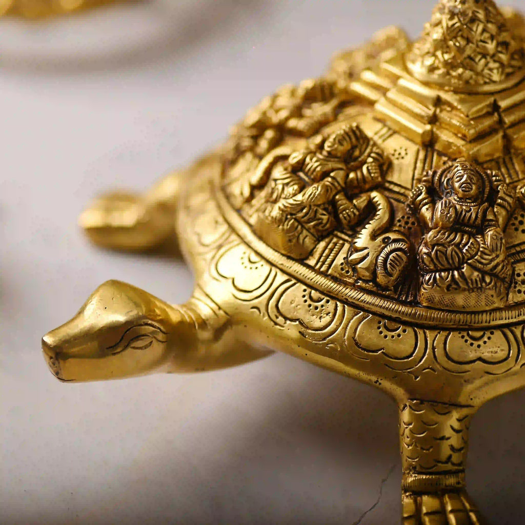 Brass Handcrafted Ashtalakshmi Shree Yantra Tortoise (4.5 Inch) Vedansh Craft