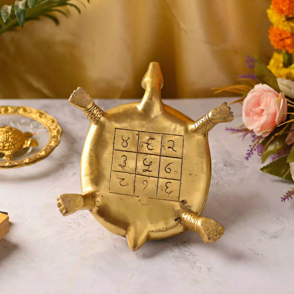 Brass Handcrafted Ashtalakshmi Shree Yantra Tortoise (4.5 Inch) Vedansh Craft