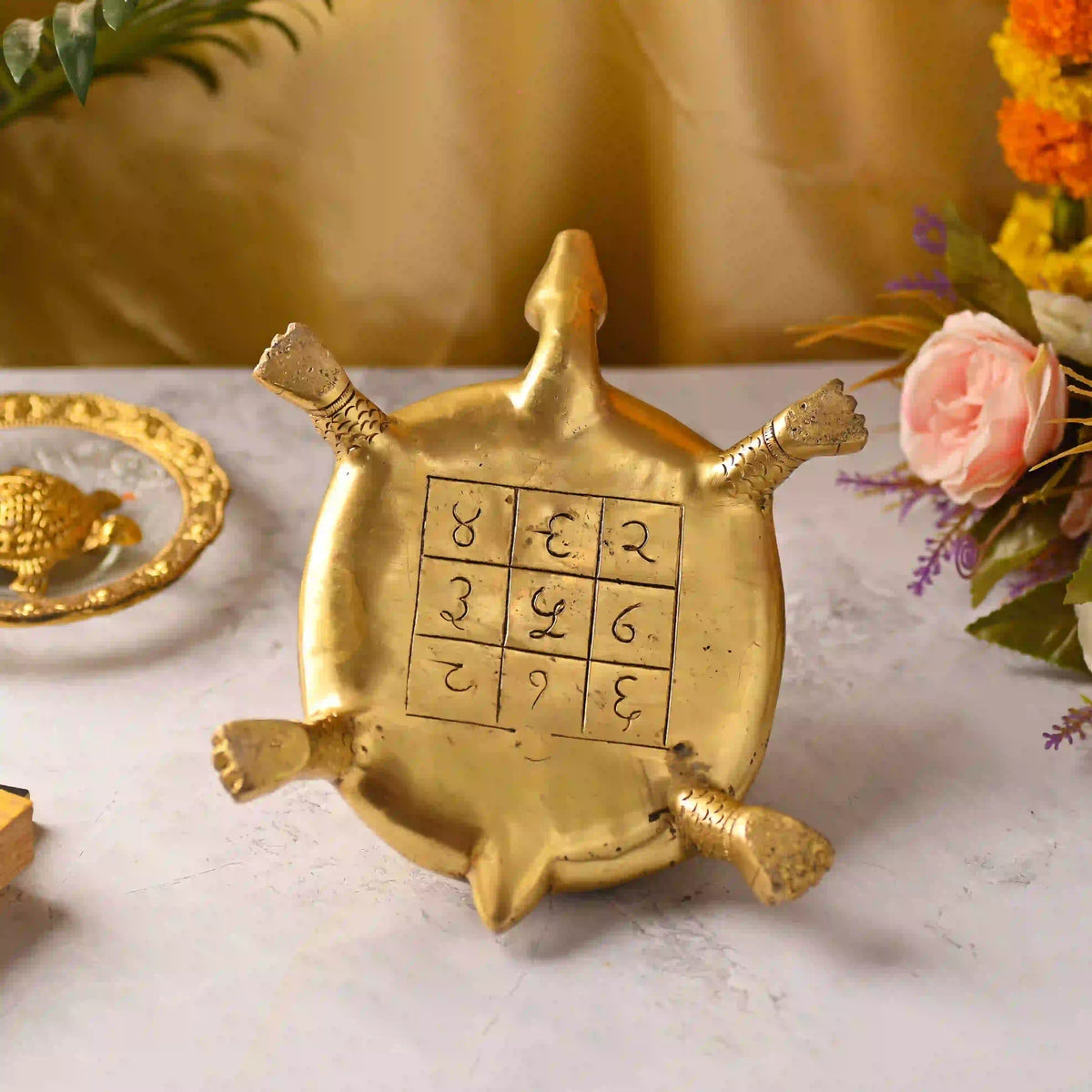 Brass Handcrafted Ashtalakshmi Shree Yantra Tortoise (4.5 Inch) Vedansh Craft