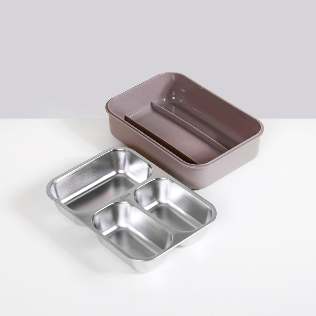 Tiffin Box For Office With 3 Compartments Brown 750ml Nestasia