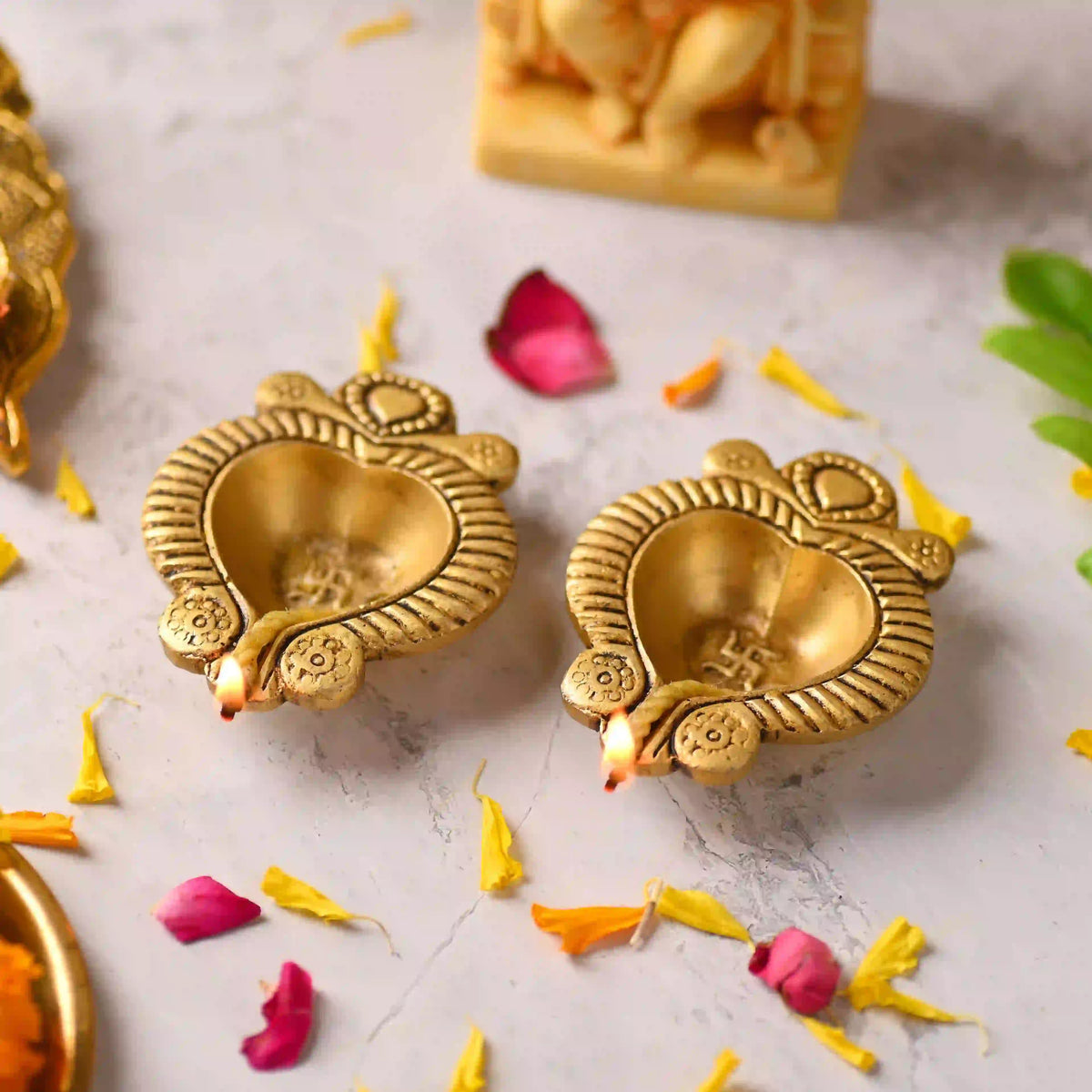 Brass Handcrafted Oil Diya Pair (0.7 Inch) Vedansh Craft