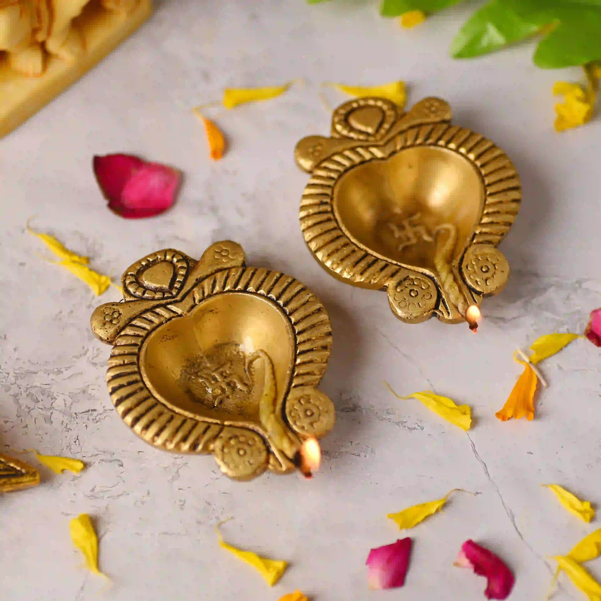 Brass Handcrafted Oil Diya Pair (0.7 Inch) Vedansh Craft