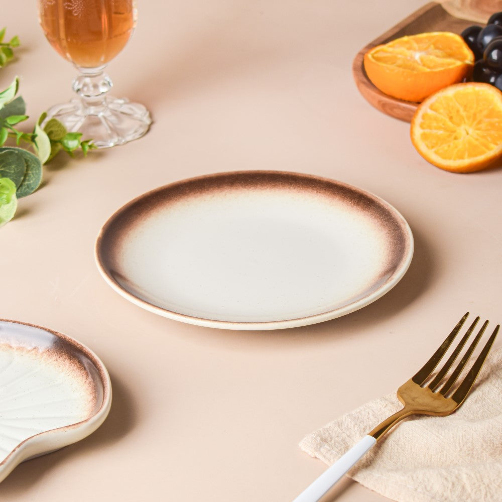 Cavern Clay Dessert Plate White And Brown 6 Inch Nestasia
