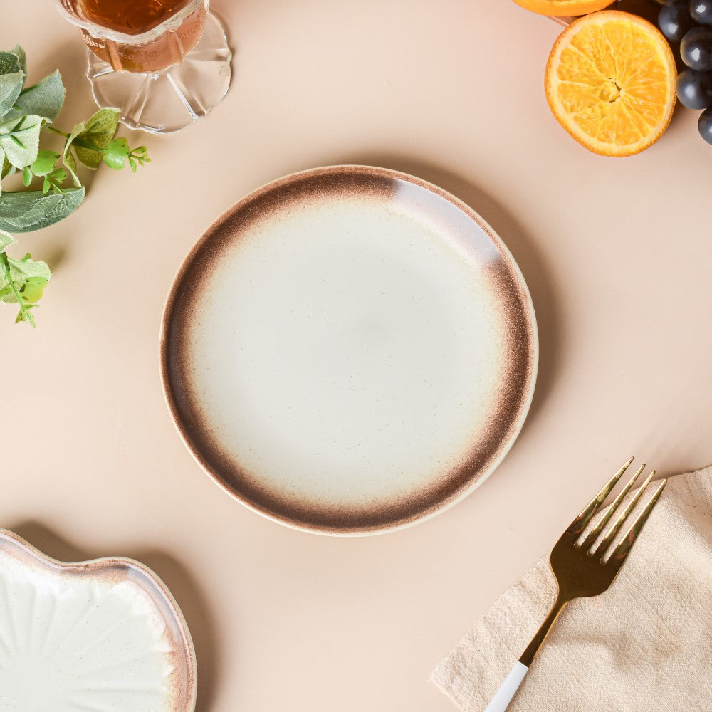 Cavern Clay Dessert Plate White And Brown 6 Inch Nestasia