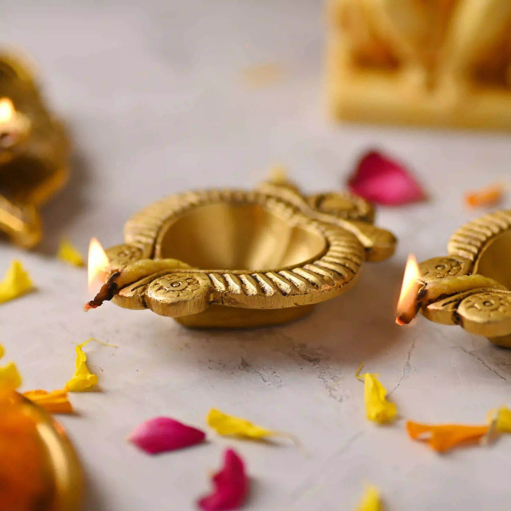 Brass Handcrafted Oil Diya Pair (0.7 Inch) Vedansh Craft