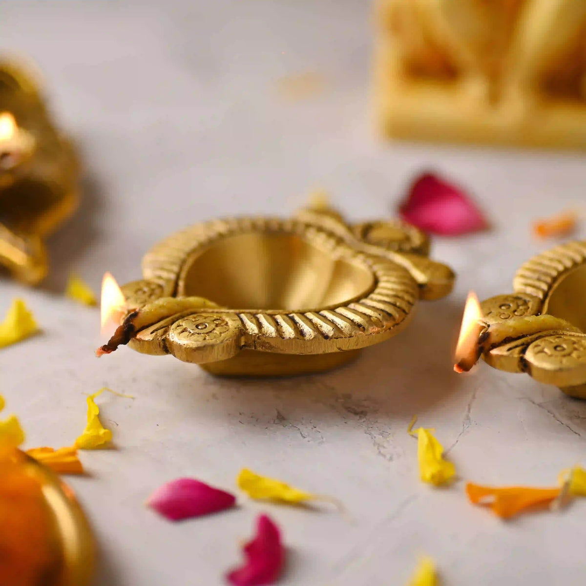 Brass Handcrafted Oil Diya Pair (0.7 Inch) Vedansh Craft
