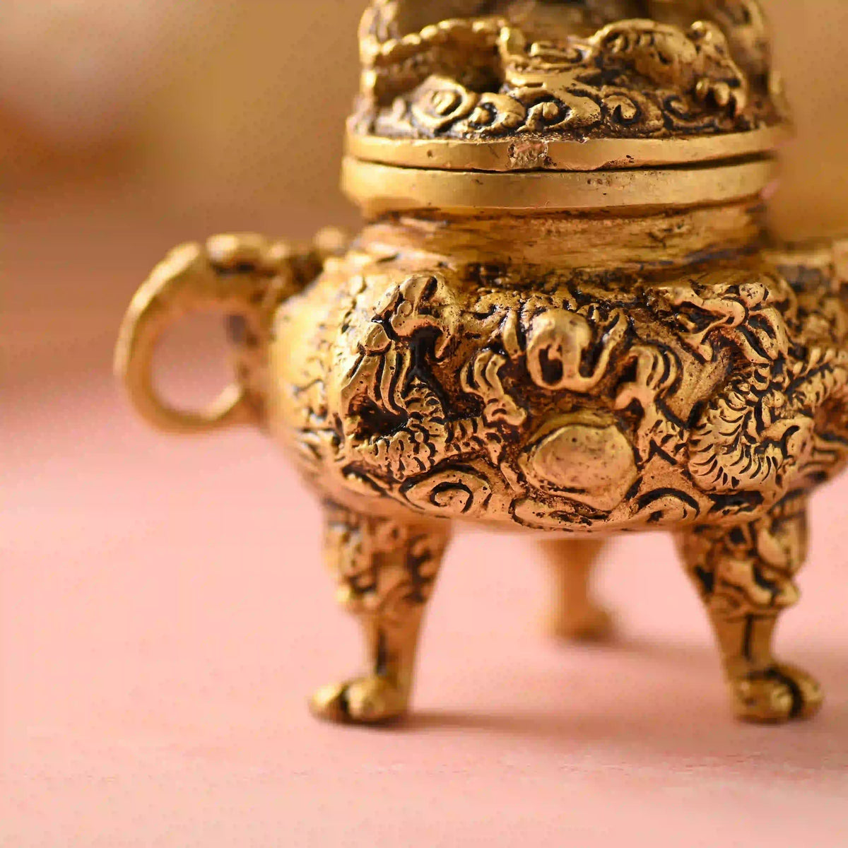 Brass Yali/kirtimukha Dhoop Dani & Incense Holder (4 Inch) Vedansh Craft