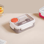 Tiffin Box For Office With 3 Compartments Brown 750ml Nestasia