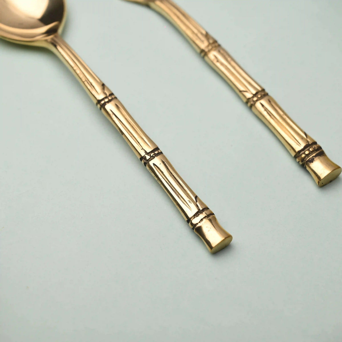 Handcrafted Brass Fork & Spoon Set – Premium Indian Brassware (7.2 Inch) Vedansh Craft