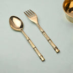 Handcrafted Brass Fork & Spoon Set – Premium Indian Brassware (7.2 Inch) Vedansh Craft