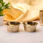 Brass Handcarved Bowl Pair – Traditional Indian Brassware (1.7 Inch) Vedansh Craft