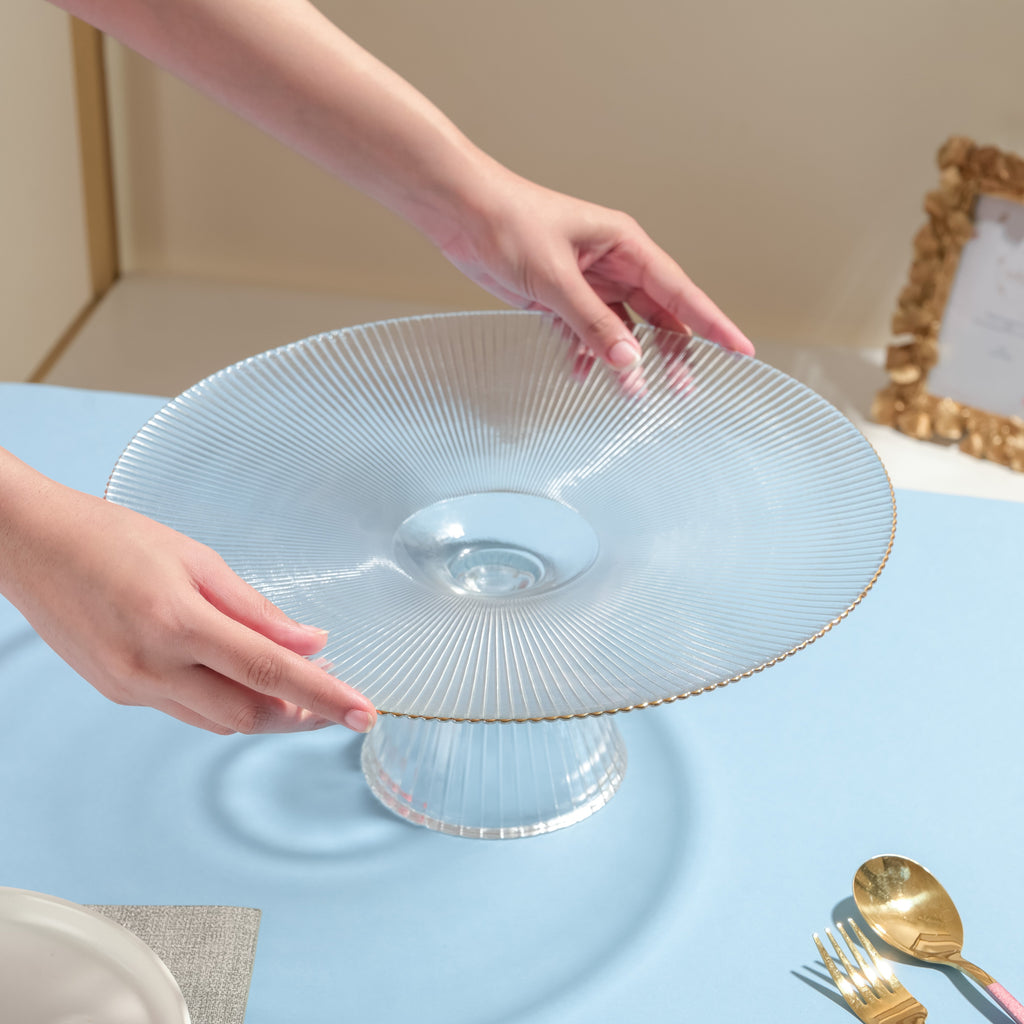 Sleek Glass Cake Stand 13 inch Nestasia