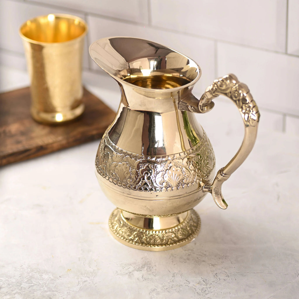 Brass Handcrafted Water Jug (8 Inch) Vedansh Craft