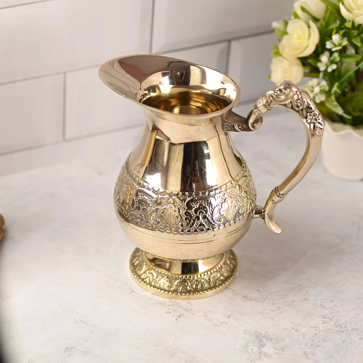 Brass Handcrafted Water Jug (8 Inch) Vedansh Craft